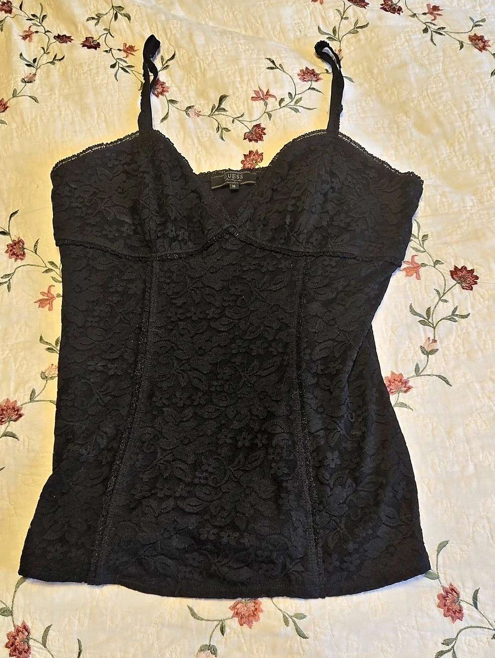 GUESS Black Lace Camisole Size Medium Like New